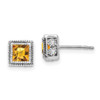 Lex & Lu 14k White Gold Square Citrine and Diamond Earrings - Lex & Lu