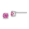 Lex & Lu 14k White Gold Round Created Pink Sapphire Earrings LAL1062 - Lex & Lu