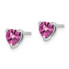 Lex & Lu 14k White Gold Heart Created Pink Sapphire Earrings LAL1075 - 2 - Lex & Lu