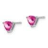 Lex & Lu 14k White Gold Trillion Created Pink Sapphire Earrings - 2 - Lex & Lu