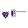 Lex & Lu 14k White Gold Heart Amethyst Earrings LAL1085 - Lex & Lu