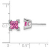 Lex & Lu 14k White Gold Square Created Pink Sapphire and Diamond Earrings - 4 - Lex & Lu