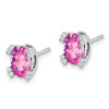 Lex & Lu 14k White Gold Oval Created Pink Sapphire and Diamond Earrings LAL1103 - 2 - Lex & Lu