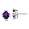 Lex & Lu 14k White Gold Oval Amethyst and Diamond Earrings LAL1105 - Lex & Lu