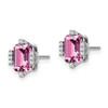 Lex & Lu 14k White Gold Octogon Created Pink Sapphire and Diamond Earrings - 2 - Lex & Lu