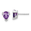 Lex & Lu 14k White Gold Pear Amethyst and Diamond Earrings LAL1117 - Lex & Lu