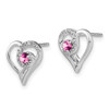 Lex & Lu 14k White Gold Pink Sapphire and Diamond Heart Earrings - 2 - Lex & Lu