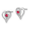 Lex & Lu 14k White Gold Ruby and Diamond Heart Earrings - 2 - Lex & Lu
