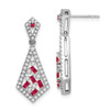 Lex & Lu 14k White Gold Ruby and Diamond Earrings LAL1203 - Lex & Lu