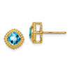 Lex & Lu 10k Yellow Gold Cushion Blue Topaz Earrings - Lex & Lu