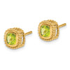 Lex & Lu 10k Yellow Gold Cushion Peridot Earrings - 2 - Lex & Lu