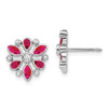 Lex & Lu 14k White Gold Ruby and Diamond Earrings LAL1358 - Lex & Lu