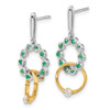 Lex & Lu 14k Two-tone Gold Emerald and Diamond Earrings LAL1360 - 2 - Lex & Lu