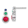 Lex & Lu 14k White Gold Ruby, Emerald & Sapphire Earrings - Lex & Lu