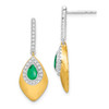 Lex & Lu 14k Two-tone Gold Emerald and Diamond Earrings LAL1384 - Lex & Lu