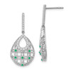 Lex & Lu 14k White Gold Emerald and Diamond Earrings LAL1387 - Lex & Lu