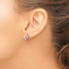 Lex & Lu 10k White Gold Created Pink Sapphire and Diamond Earrings - 3 - Lex & Lu