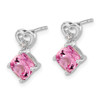 Lex & Lu 14k White Gold Created Pink Sapphire and Diamond Earrings LAL1436 - 2 - Lex & Lu