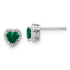 Lex & Lu Sterling Silver Created Emerald and Diamond Earrings LAL1446 - Lex & Lu