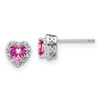 Lex & Lu Sterling Silver Created Pink Sapphire and Diamond Earrings LAL1448 - Lex & Lu