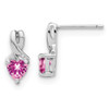 Lex & Lu Sterling Silver Created Pink Sapphire and Diamond Earrings LAL1460 - Lex & Lu