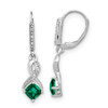 Lex & Lu Sterling Silver Created Emerald and Diamond Earrings LAL1470 - Lex & Lu