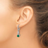 Lex & Lu Sterling Silver Created Emerald and Diamond Earrings LAL1470 - 3 - Lex & Lu