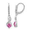 Lex & Lu Sterling Silver Created Pink Sapphire and Diamond Earrings LAL1472 - Lex & Lu