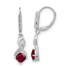 Lex & Lu Sterling Silver Created Ruby and Diamond Earrings LAL1473 - Lex & Lu