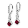 Lex & Lu Sterling Silver Created Ruby and Diamond Earrings LAL1473 - 2 - Lex & Lu