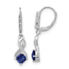 Lex & Lu Sterling Silver Created Sapphire and Diamond Earrings LAL1474 - Lex & Lu