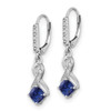 Lex & Lu Sterling Silver Created Sapphire and Diamond Earrings LAL1474 - 2 - Lex & Lu