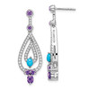 Lex & Lu 14k White Gold Turquoise, Amethyst & White Topaz Earrings LAL1498 - Lex & Lu