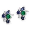 Lex & Lu 14k White Gold Lab Grown Dia. 3 Cr Blue Sapphires 1 Cr Emerald Earrings - 2 - Lex & Lu