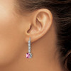 Lex & Lu 14k White Gold Lab Grown Diamond & Created Pink Sapphire Earrings LAL1571 - 3 - Lex & Lu