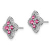 Lex & Lu 14k White Gold Lab Grown Diamond & Created Pink Sapphire Earrings LAL1582 - 2 - Lex & Lu