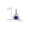 Lex & Lu 10k White Gold Created Sapphire and Diamond Pendant LAL2074 - 2 - Lex & Lu