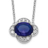 Lex & Lu 14k White Gold Lab Grown Dia. SI1/SI2, G H I, & Cr Sapphire Necklace LAL2167 - Lex & Lu