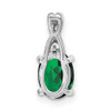 Lex & Lu 14k White Gold Created Emerald and Diamond Pendant LAL2182 - 4 - Lex & Lu