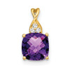 Lex & Lu 10k Yellow Gold Amethyst and Diamond Pendant LAL2201 - Lex & Lu