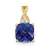 Lex & Lu 10k Yellow Gold Created Sapphire and Diamond Pendant LAL2215 - Lex & Lu