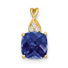 Lex & Lu 14k Yellow Gold Created Sapphire and Diamond Pendant LAL2216 - Lex & Lu