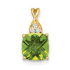 Lex & Lu 10k Yellow Gold Peridot and Diamond Pendant LAL2219 - Lex & Lu