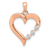 Lex & Lu 14K Rose Gold Three Stone Lab Grown Dia. SI1/SI2, G H I, Heart Pendant LAL2338 - Lex & Lu