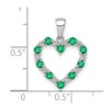 Lex & Lu 10k White Gold Diamond and Emerald Heart Pendant - 2 - Lex & Lu