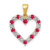 Lex & Lu 10k Yellow Gold Diamond and .35 Ruby Heart Pendant - Lex & Lu