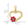 Lex & Lu 10k Yellow Gold Diamond and Ruby Heart w/ Flower Pendant - 3 - Lex & Lu