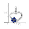 Lex & Lu 10k White Gold Diamond and Sapphire Heart w/ Flower Pendant - 2 - Lex & Lu