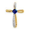 Lex & Lu 10k Yellow Gold w/Rhodium Lab Created Sapp and Diamond Cross Pendant - Lex & Lu