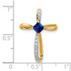 Lex & Lu 10k Yellow Gold w/Rhodium Lab Created Sapp and Diamond Cross Pendant - 3 - Lex & Lu